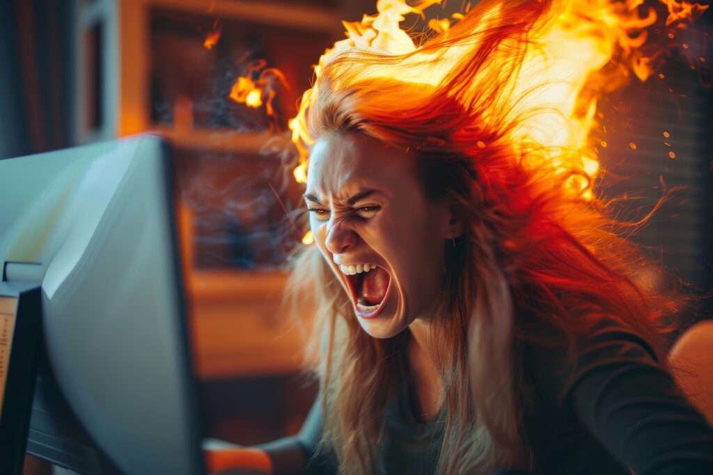 concept person suffering from cybersickness technology addiction