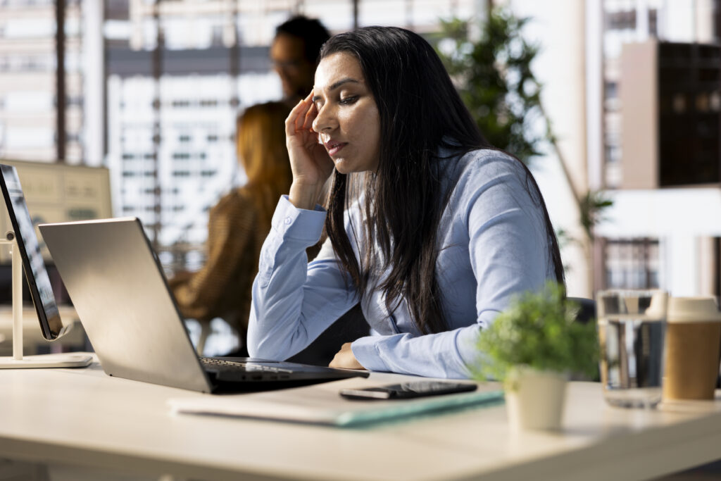 corporate indian woman experiences business pressure office